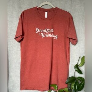 Steadfast and Unending Tshirt in heather clay szM